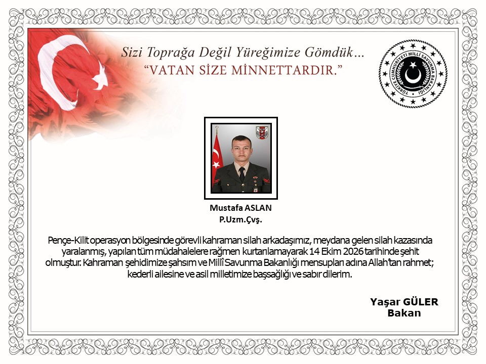 Pençe-Kilit Harekat Bölgesinden Acı Haber: Uzman Çavuş Mustafa Aslan Şehit Düştü