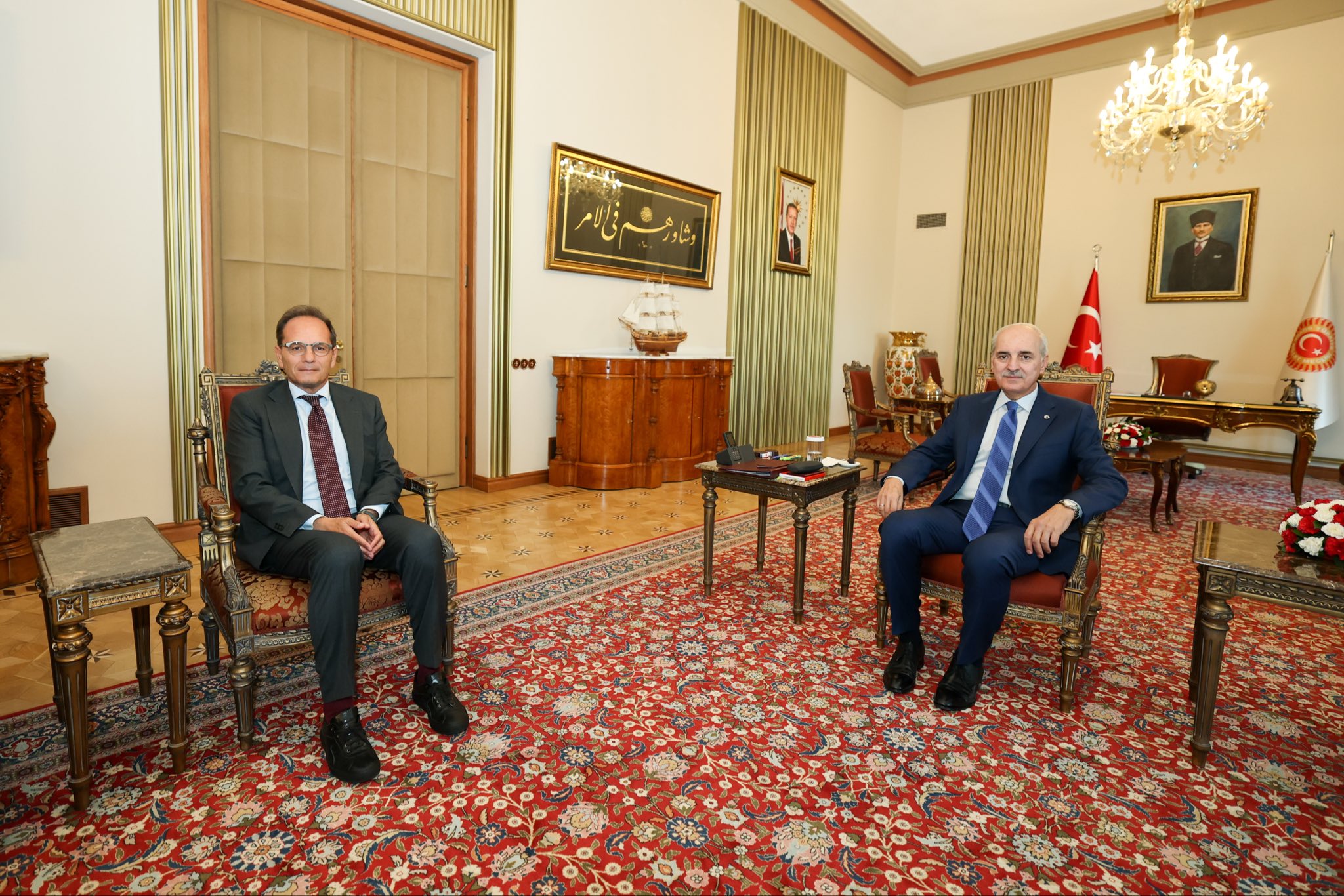 TBMM Başkanı Kurtulmuş İtalya Büyükelçisi Manzo’yu Kabul Etti
